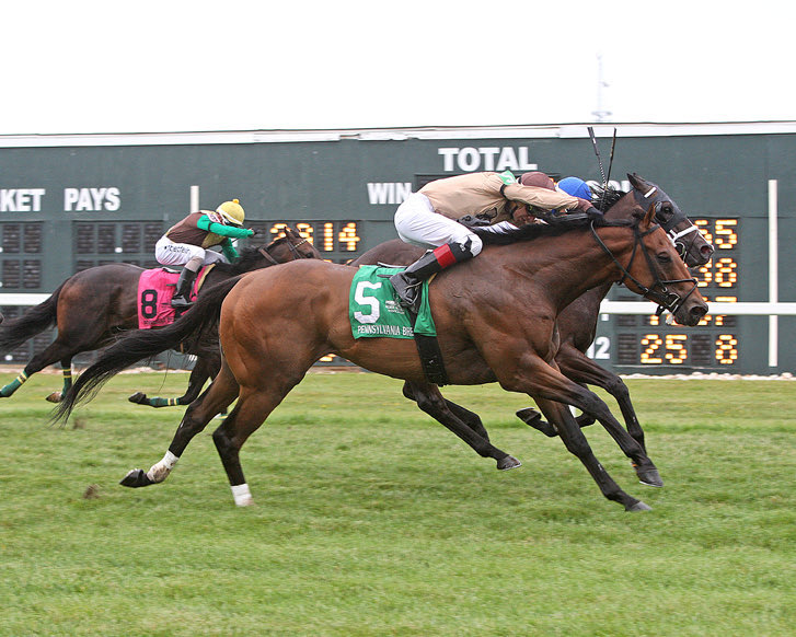 Fielder winning on the turf at Parx