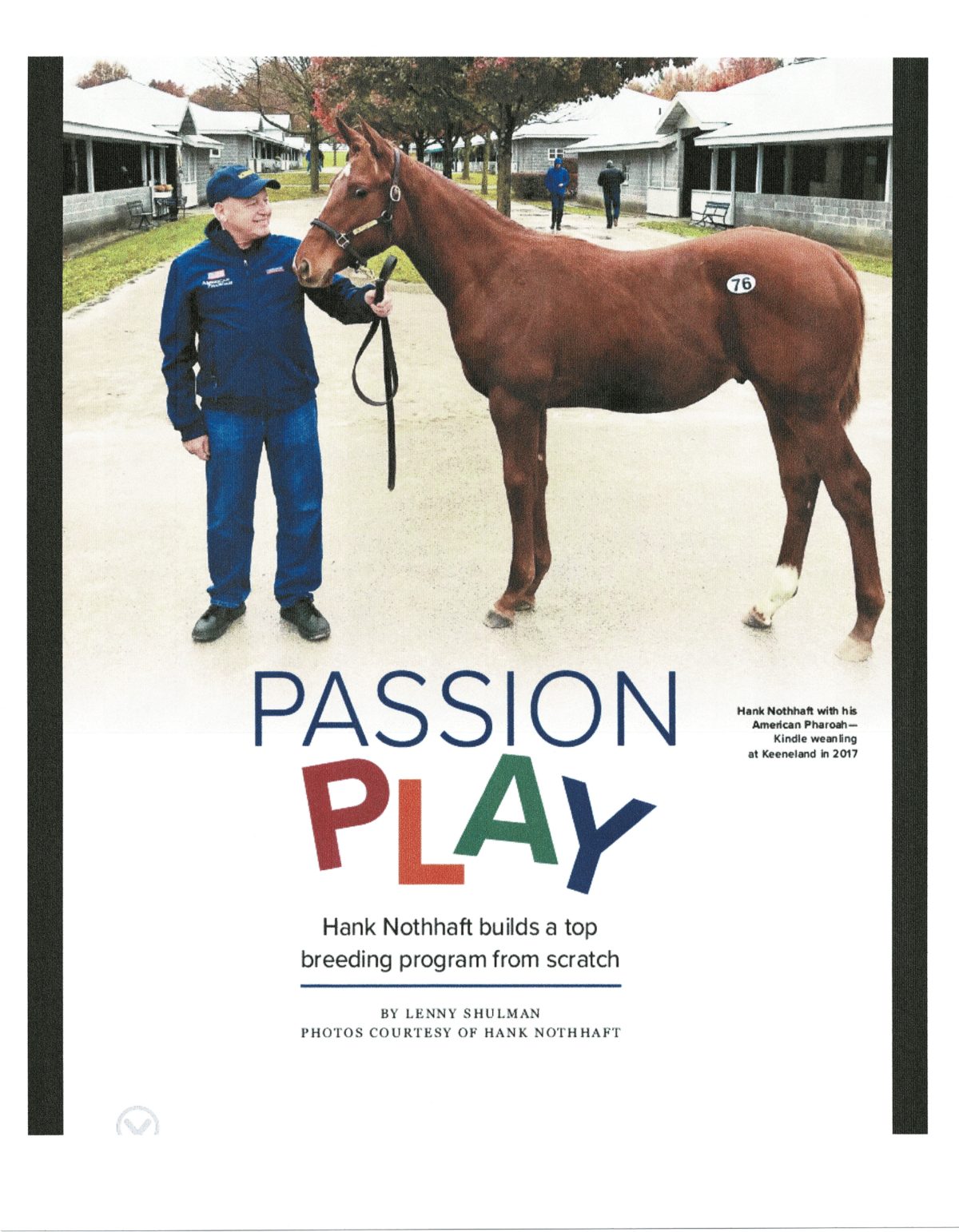 Passion Play by Lenny Shulman “Bloodhorse Magazine” 12 January 2019